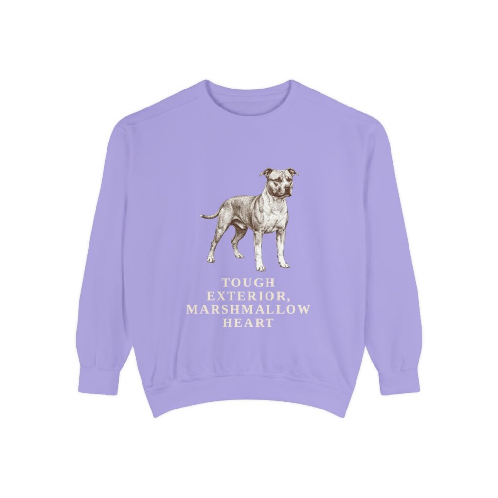 American Staffordshire Terrier Humor Sweatshirt, Violet, front view