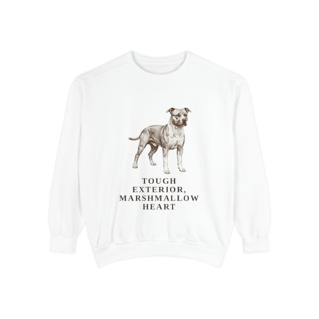 American Staffordshire Terrier Humor Sweatshirt, White, front view