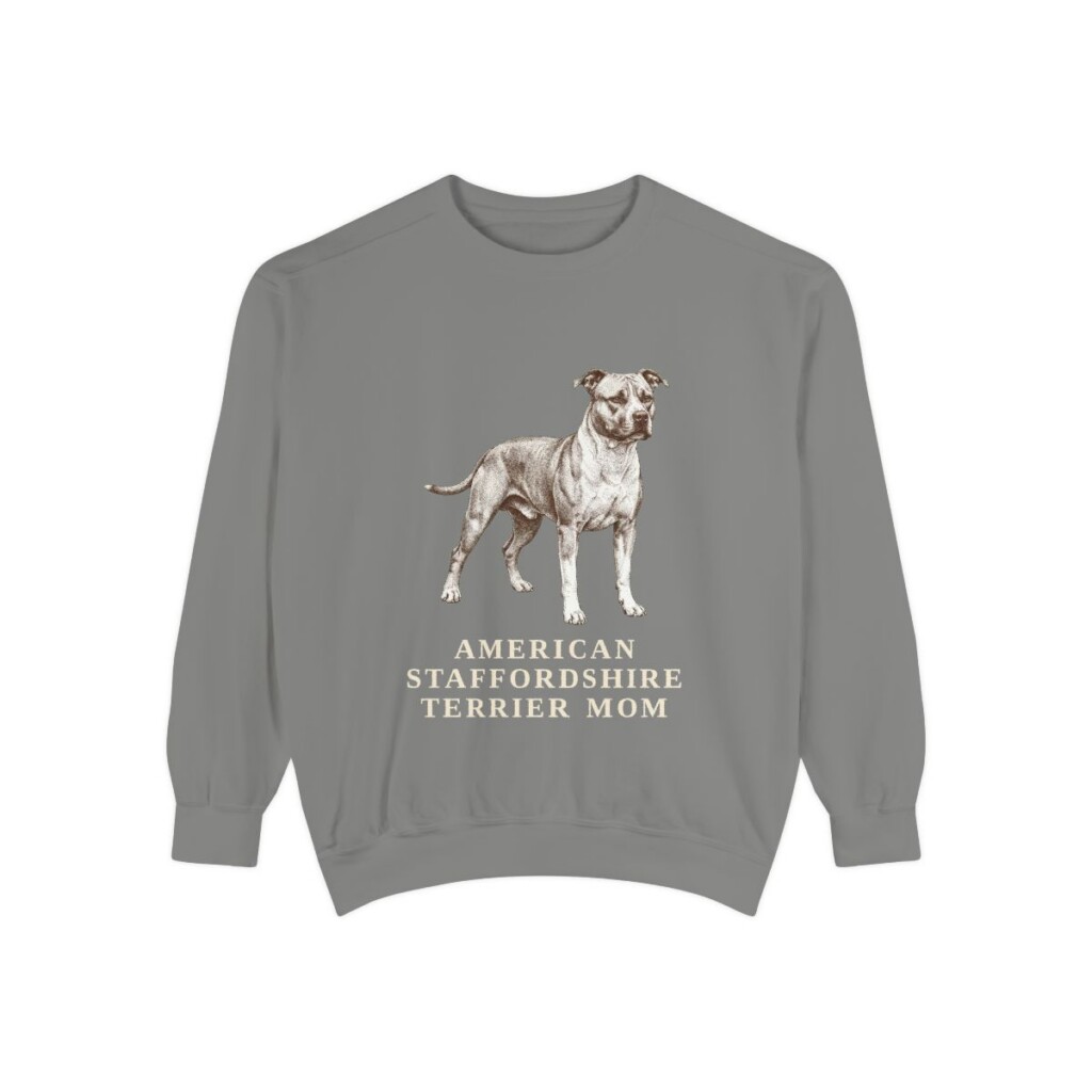 american-staffordshire-terrier-sweatshirt-mom-grey-1 American Staffordshire Terrier Mom Sweatshirt, Grey, front view