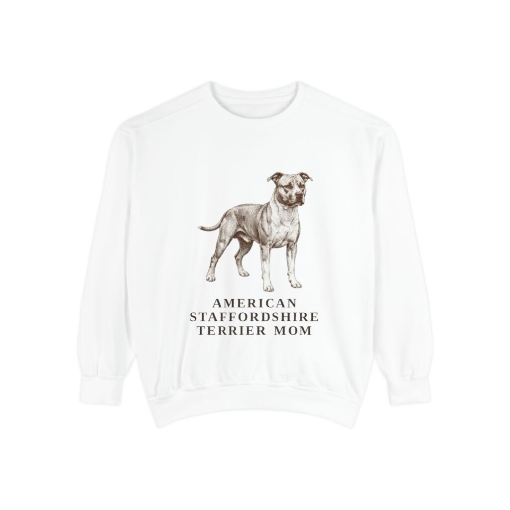 american-staffordshire-terrier-sweatshirt-mom-white-1 American Staffordshire Terrier Mom Sweatshirt, White, front view