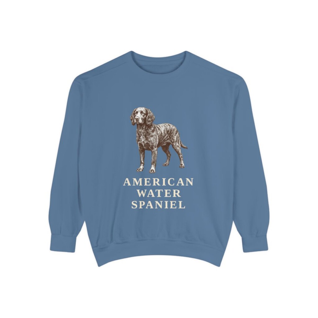 american-water-spaniel-sweatshirt-blue-jean American Water Spaniel Sweatshirt, Blue Jean, front view