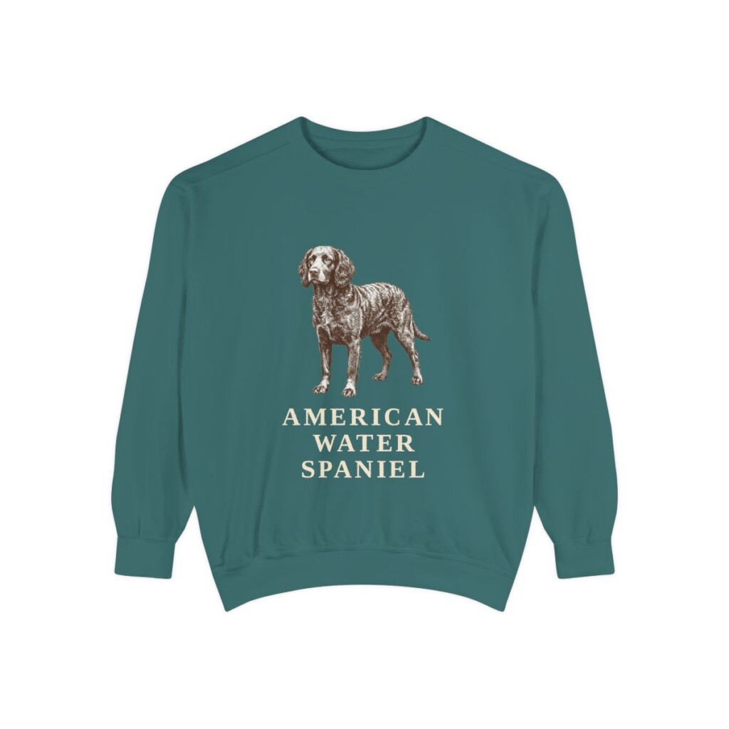 american-water-spaniel-sweatshirt-blue-spruce American Water Spaniel Sweatshirt, Blue Spruce, front view