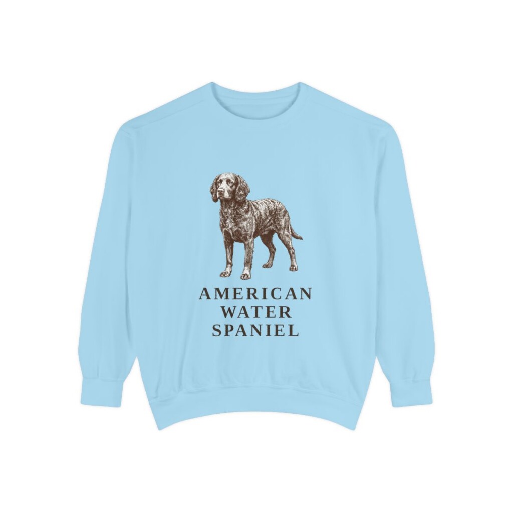 american-water-spaniel-sweatshirt-chambray American Water Spaniel Sweatshirt, Chambray, front view