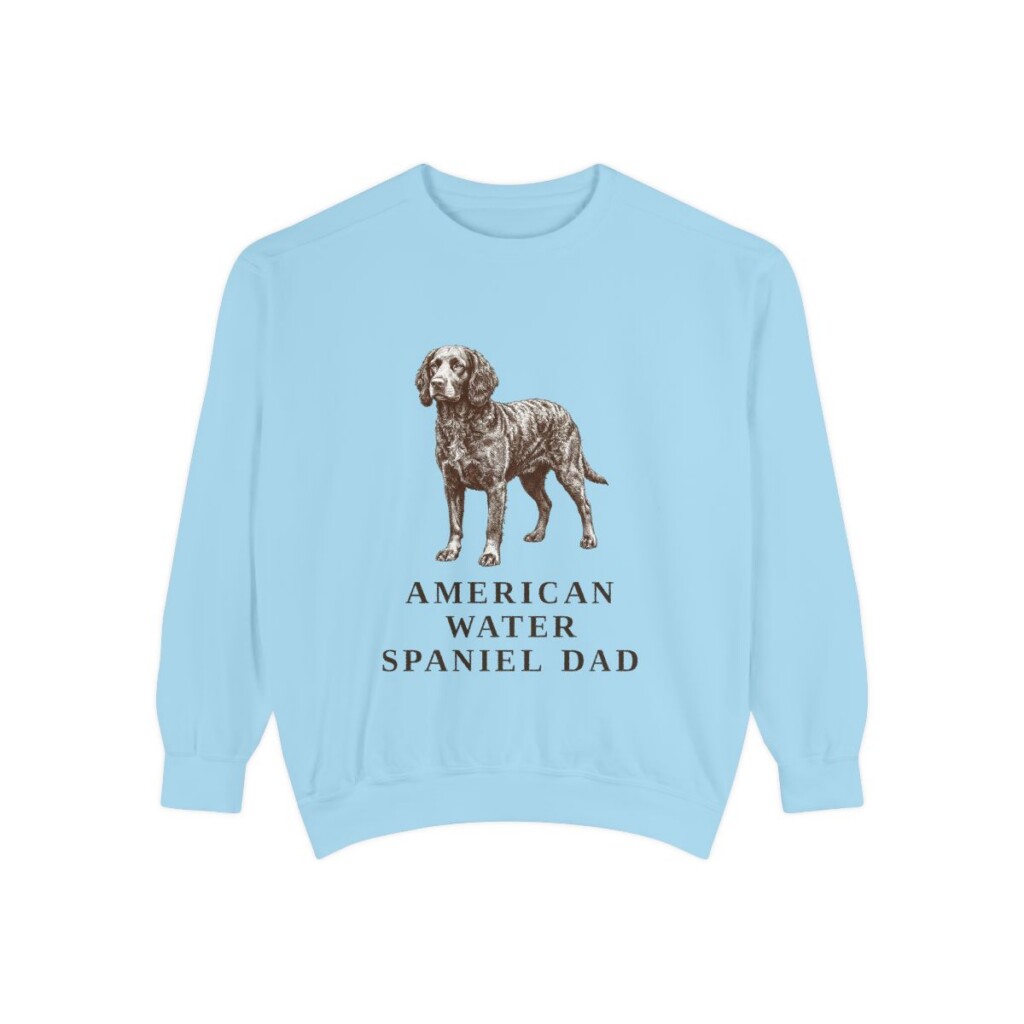 American Water Spaniel Dad Sweatshirt, Chambray, front view
