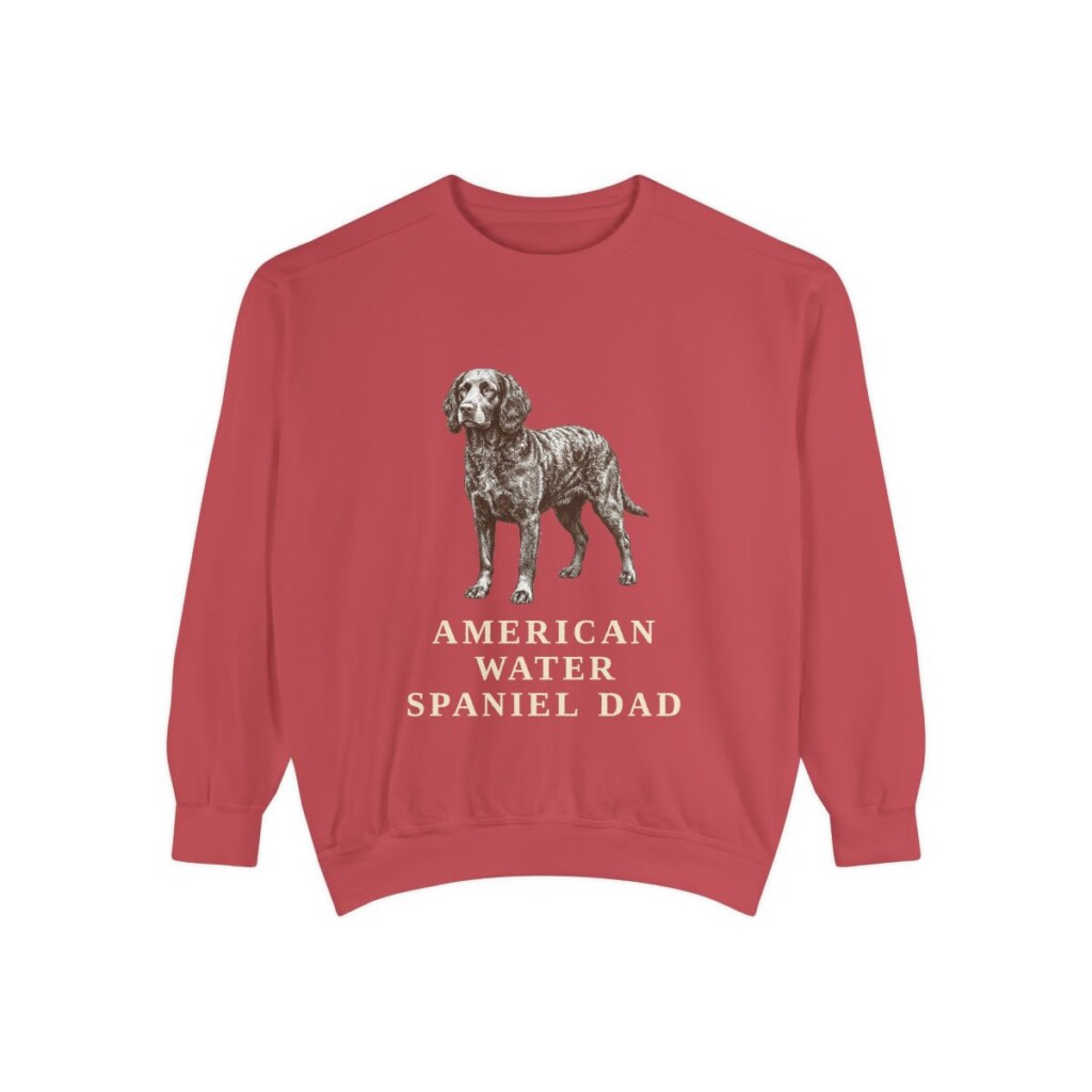 American Water Spaniel Dad Sweatshirt, Crimson, front view