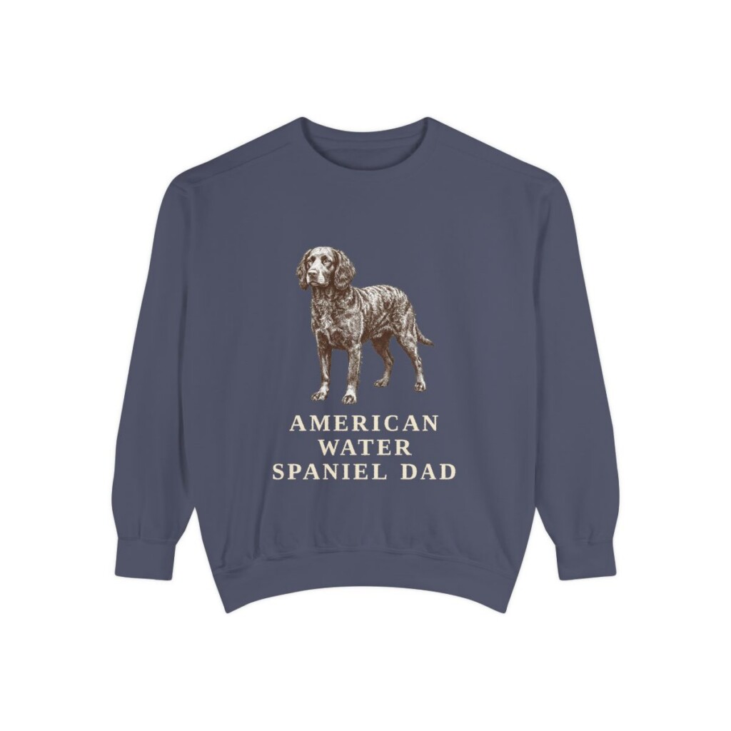 American Water Spaniel Dad Sweatshirt, Denim, front view
