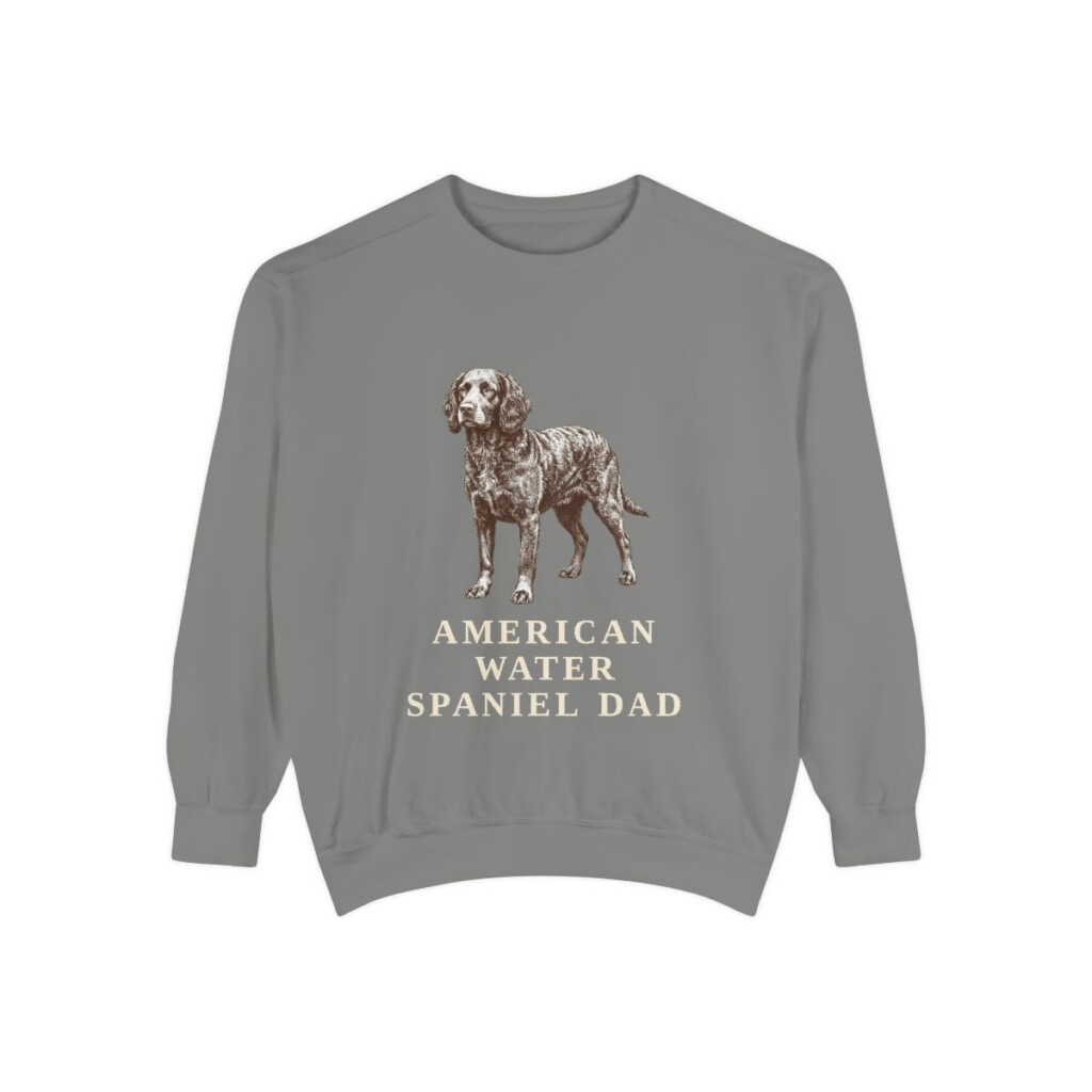 American Water Spaniel Dad Sweatshirt, Grey, front view