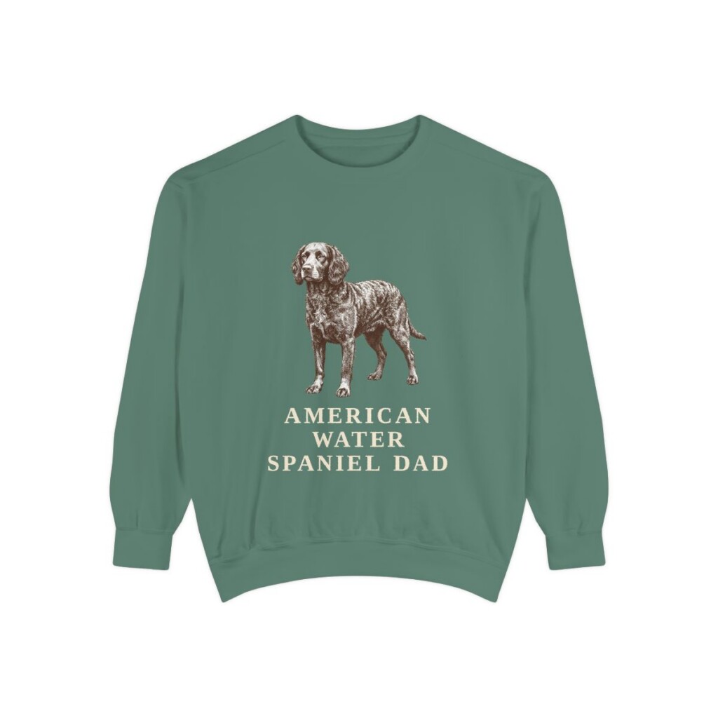 American Water Spaniel Dad Sweatshirt, Light Green, front view