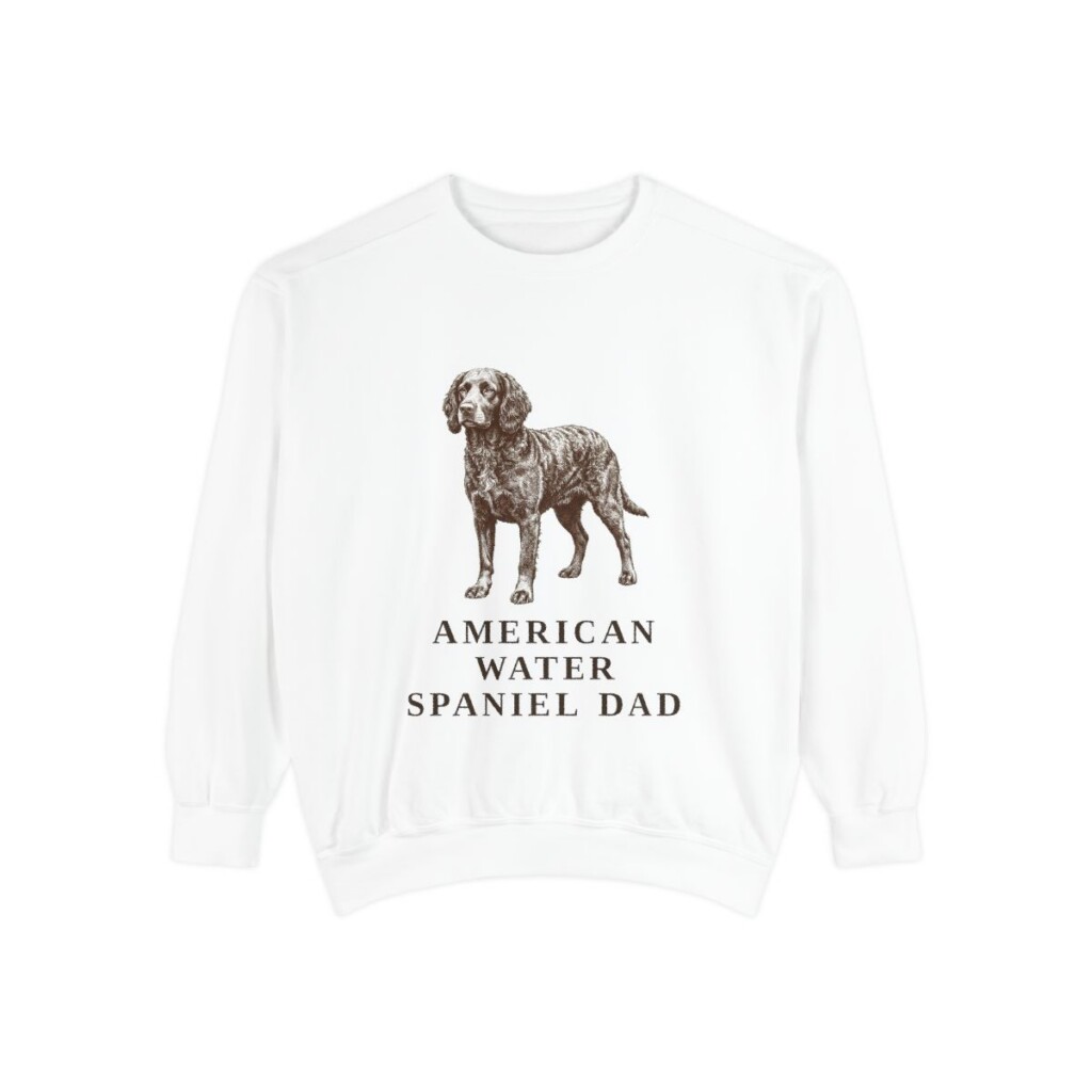 American Water Spaniel Dad Sweatshirt, White, front view
