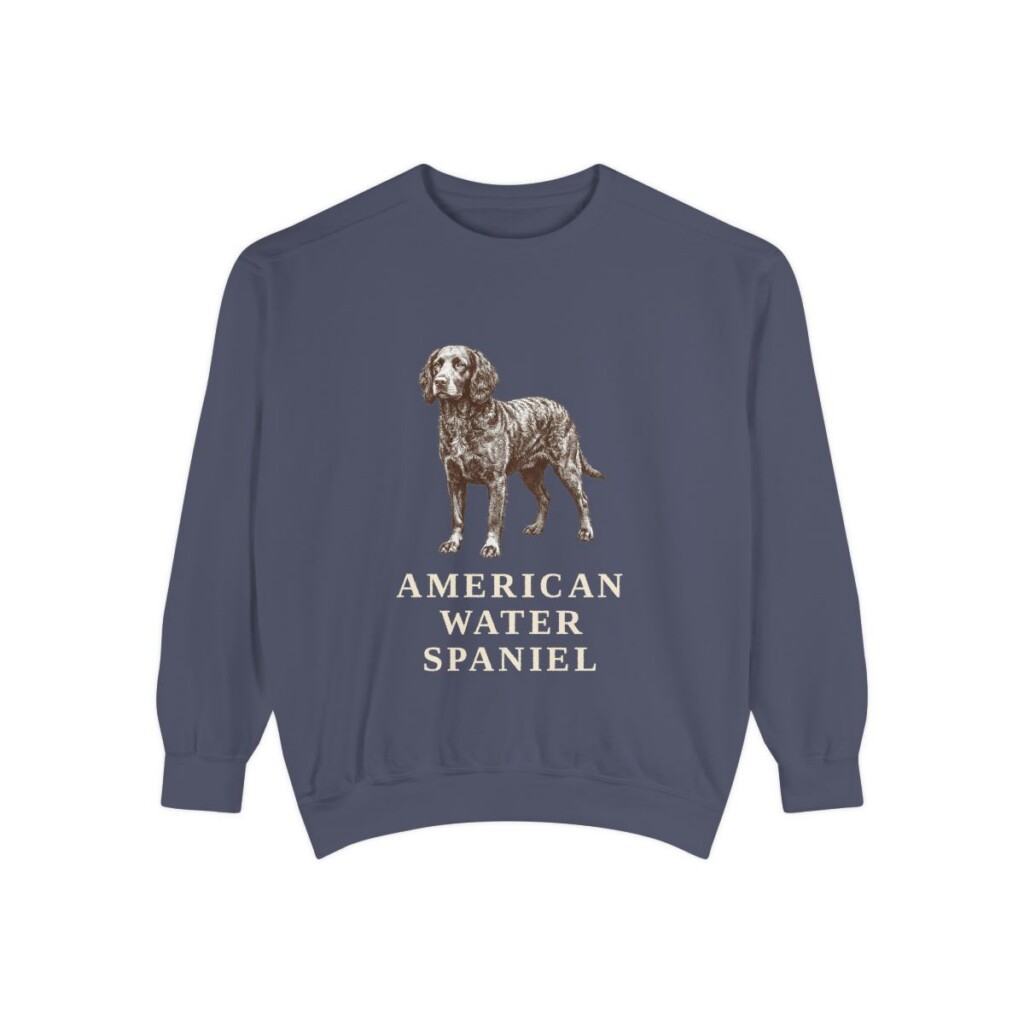 american-water-spaniel-sweatshirt-denim American Water Spaniel Sweatshirt, Denim, front view