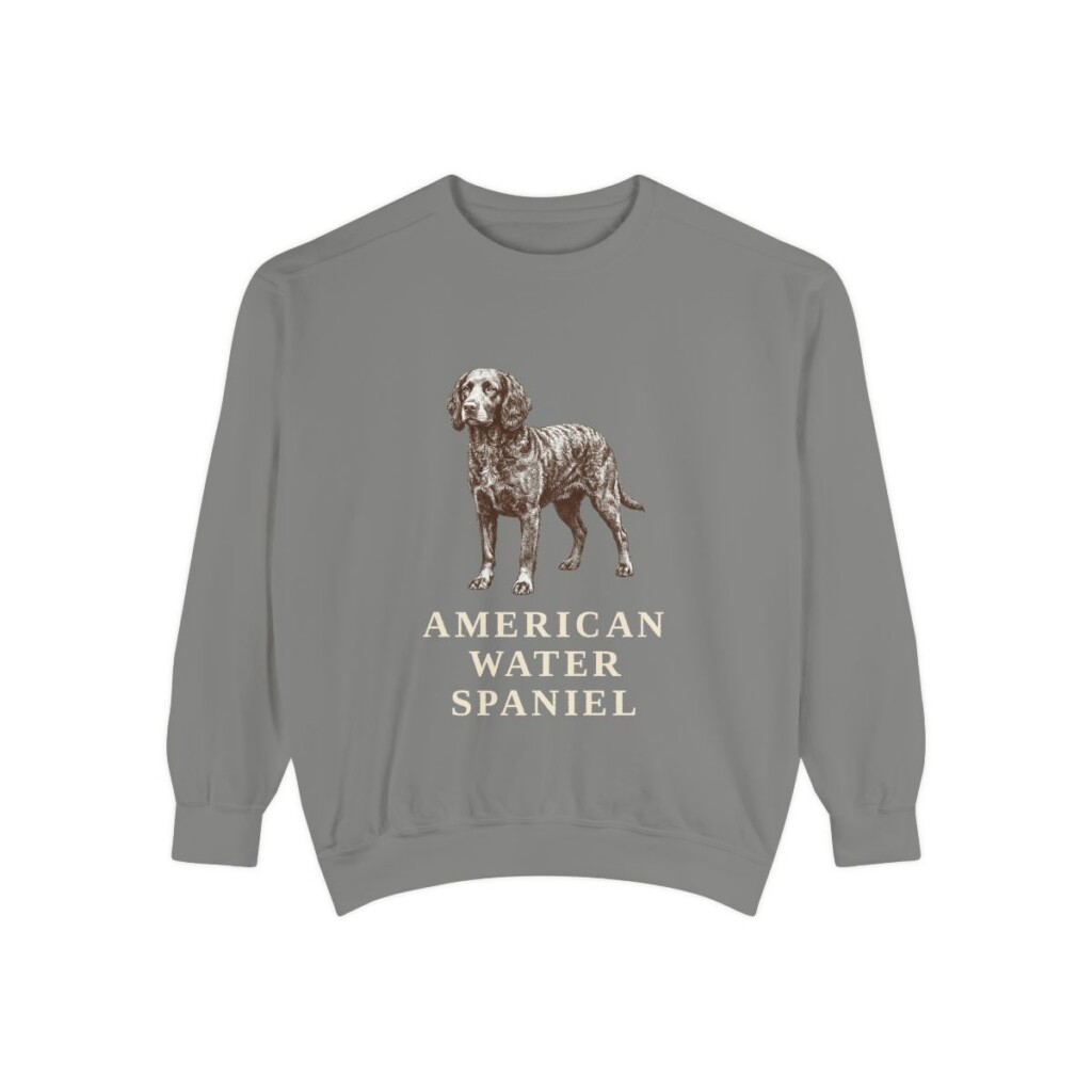 american-water-spaniel-sweatshirt-grey American Water Spaniel Sweatshirt, Grey, front view