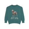 American Water Spaniel Humor Sweatshirt, Blue Spruce, front view