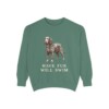 American Water Spaniel Humor Sweatshirt, Light Green, front view