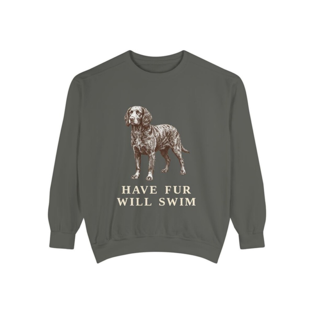 American Water Spaniel Humor Sweatshirt, Pepper, front view