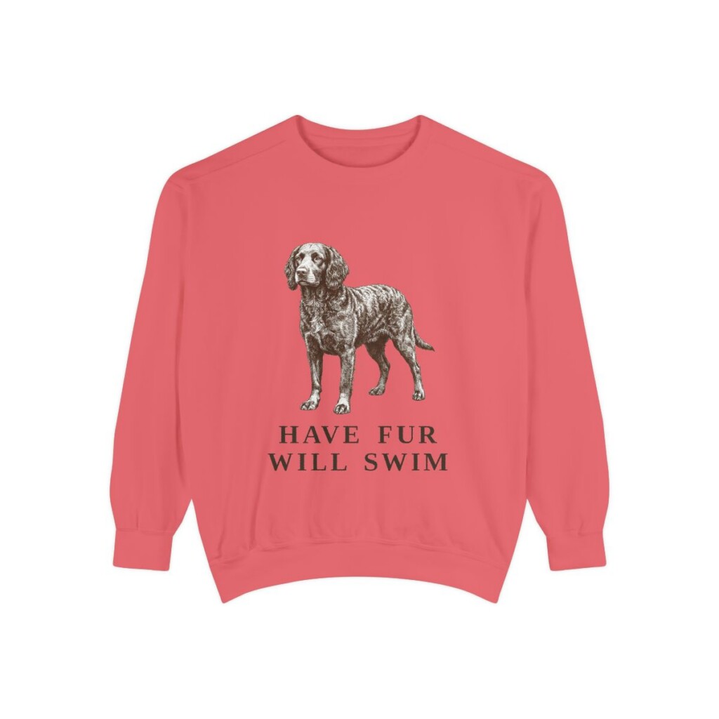 American Water Spaniel Humor Sweatshirt, Watermelon, front view