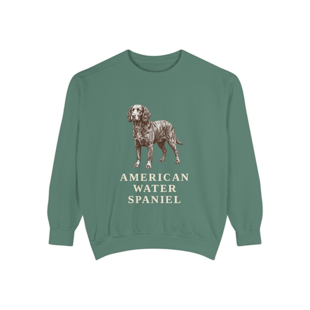 american-water-spaniel-sweatshirt-light-green American Water Spaniel Sweatshirt, Light Green, front view
