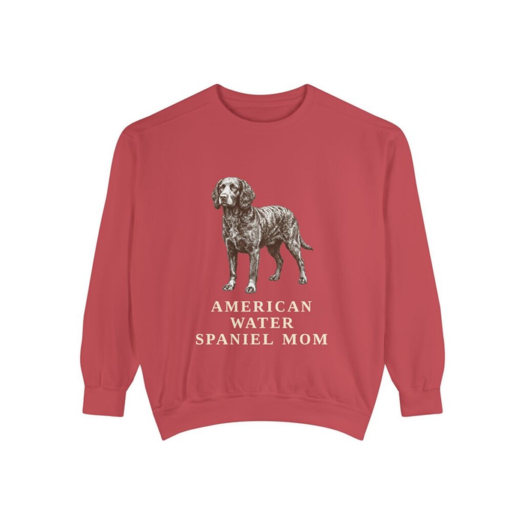 american-water-spaniel-sweatshirt-mom-crimson American Water Spaniel Mom Sweatshirt, Crimson, front view