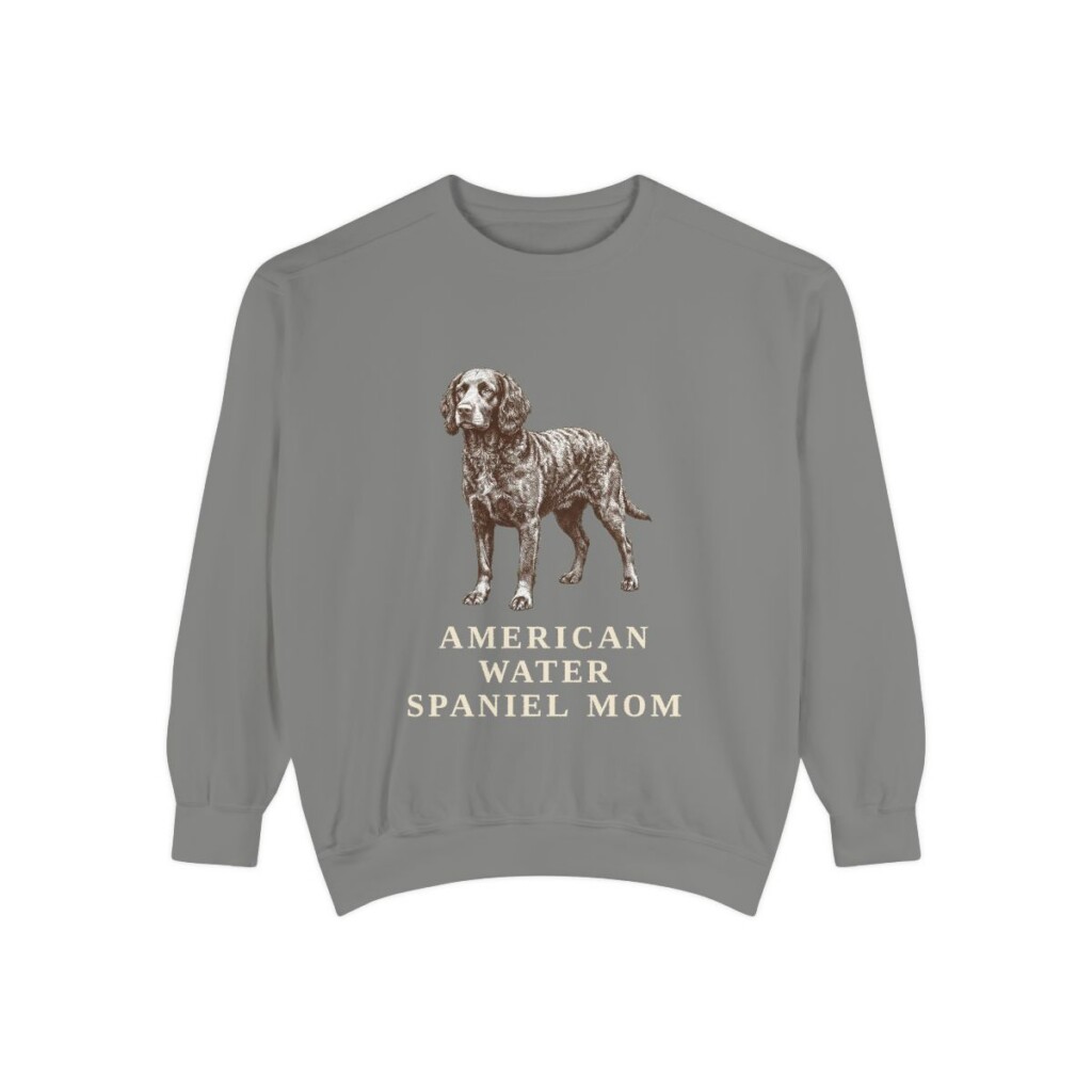 american-water-spaniel-sweatshirt-mom-grey American Water Spaniel Mom Sweatshirt, Grey, front view