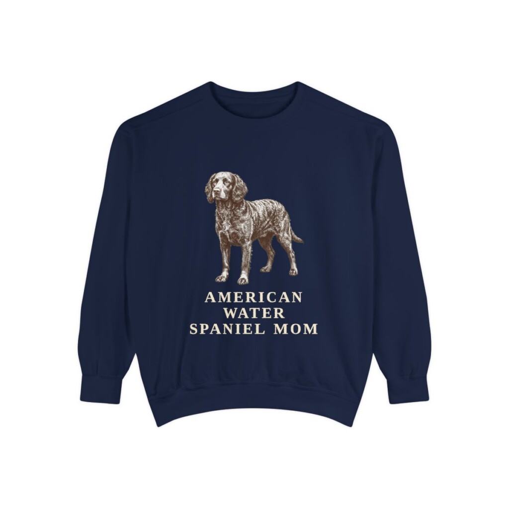 american-water-spaniel-sweatshirt-mom-true-navy American Water Spaniel Mom Sweatshirt, True Navy, front view
