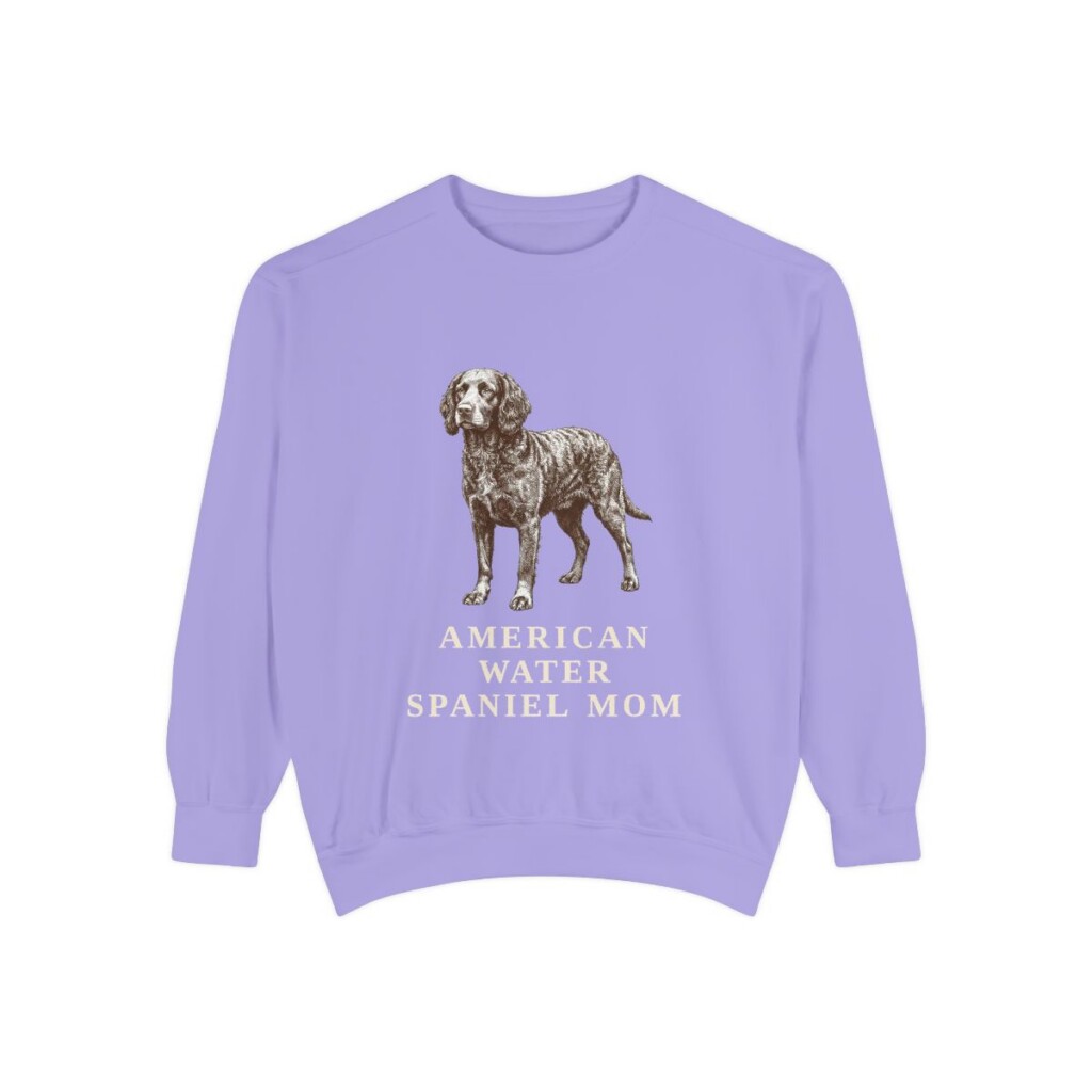 american-water-spaniel-sweatshirt-mom-violet American Water Spaniel Mom Sweatshirt, Violet, front view