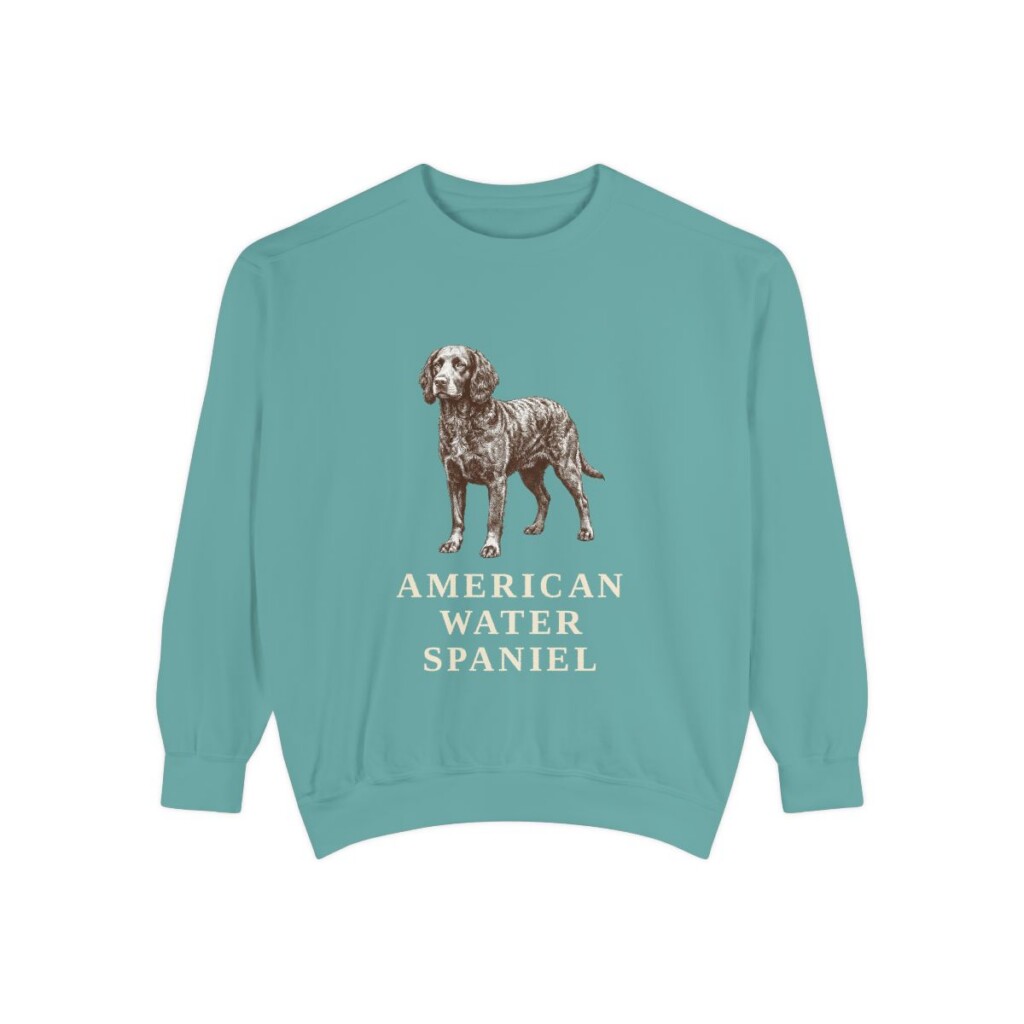 american-water-spaniel-sweatshirt-seafoam American Water Spaniel Sweatshirt, Seafoam, front view