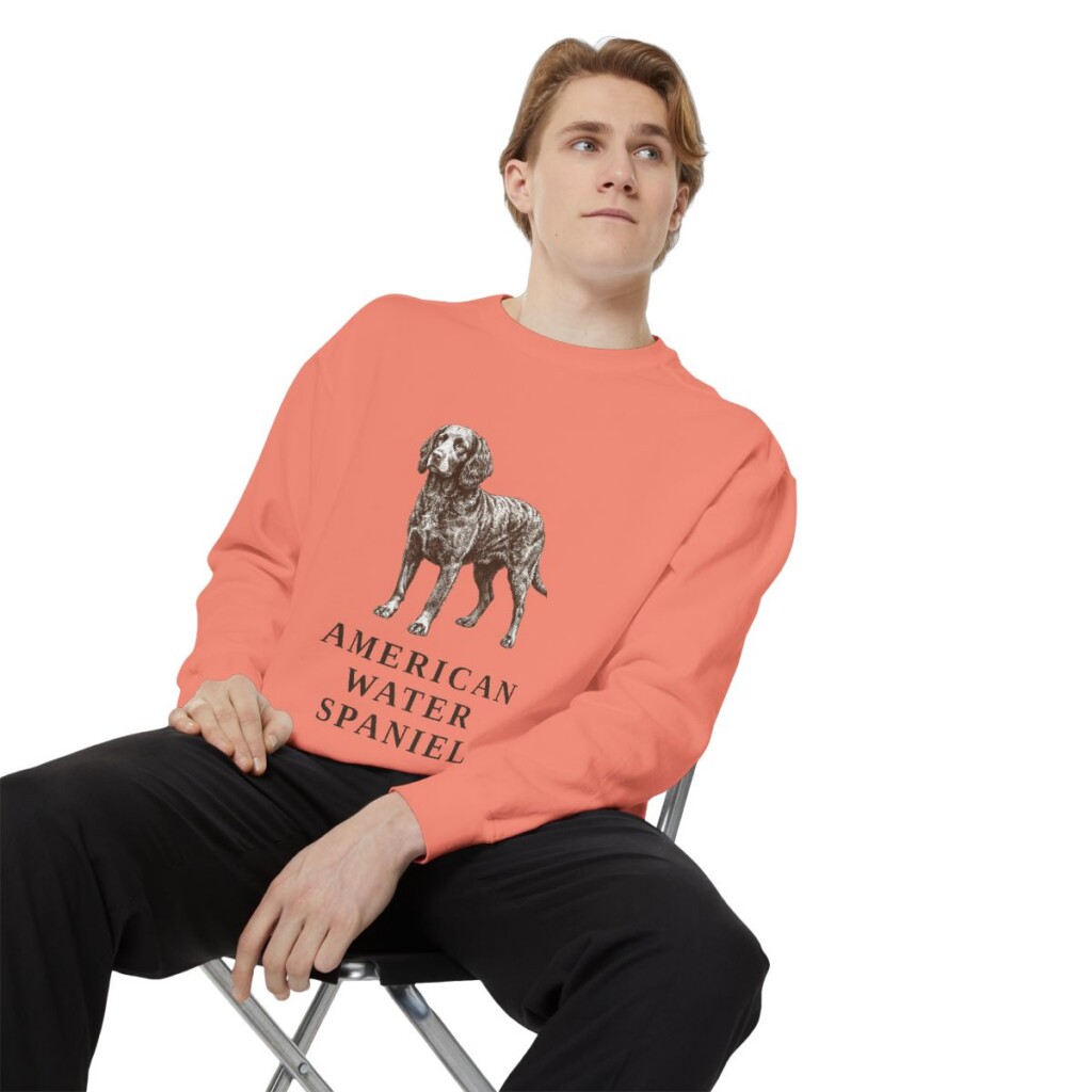 american-water-spaniel-sweatshirt-terracotta-person-1-context American Water Spaniel Sweatshirt, Terracotta, person 1 context