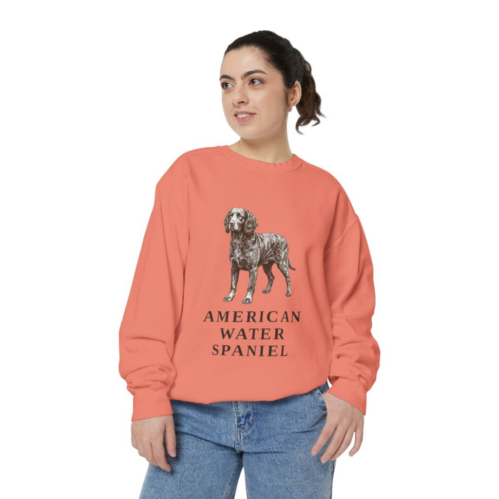 american-water-spaniel-sweatshirt-terracotta-person-2-front American Water Spaniel Sweatshirt, Terracotta, person 2 front
