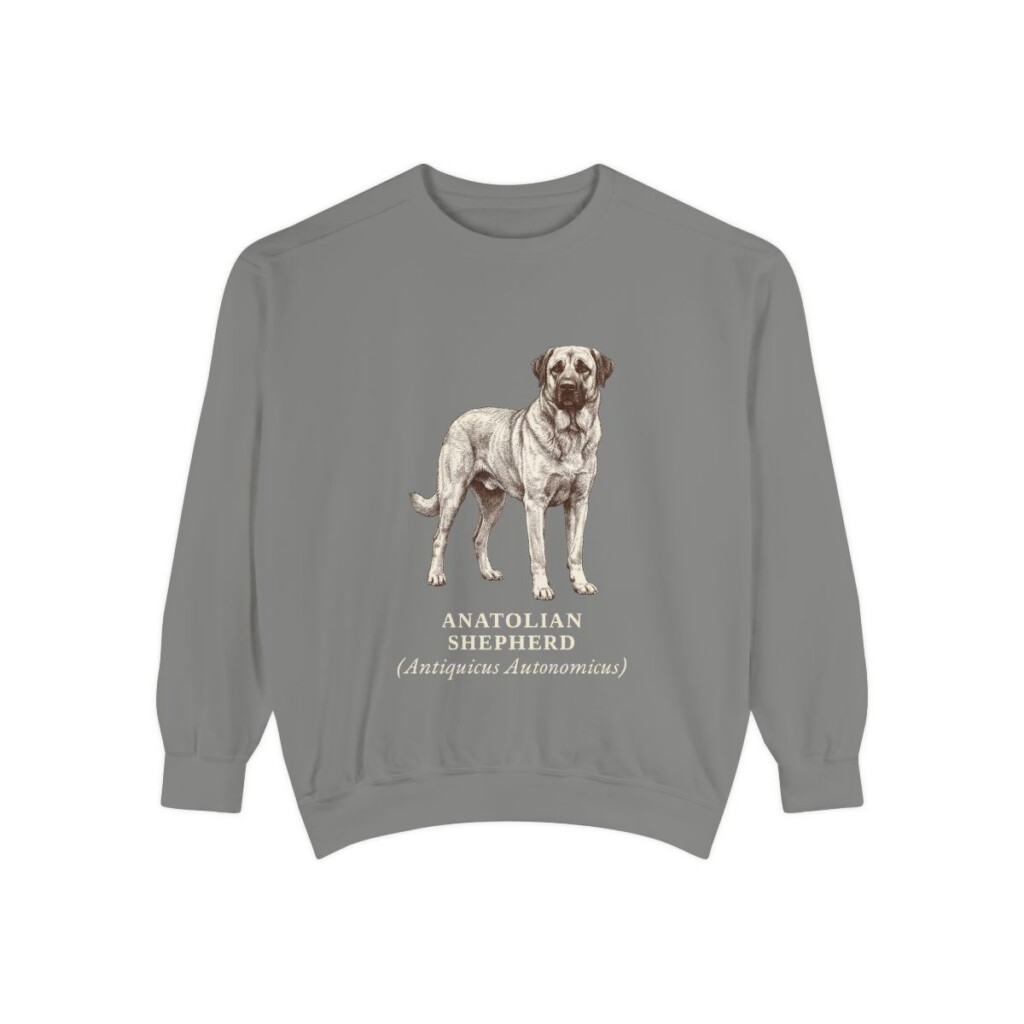 anatolian-shepherd-sweatshirt-latin-grey Anatolian Shepherd Latin Sweatshirt, Grey, front view
