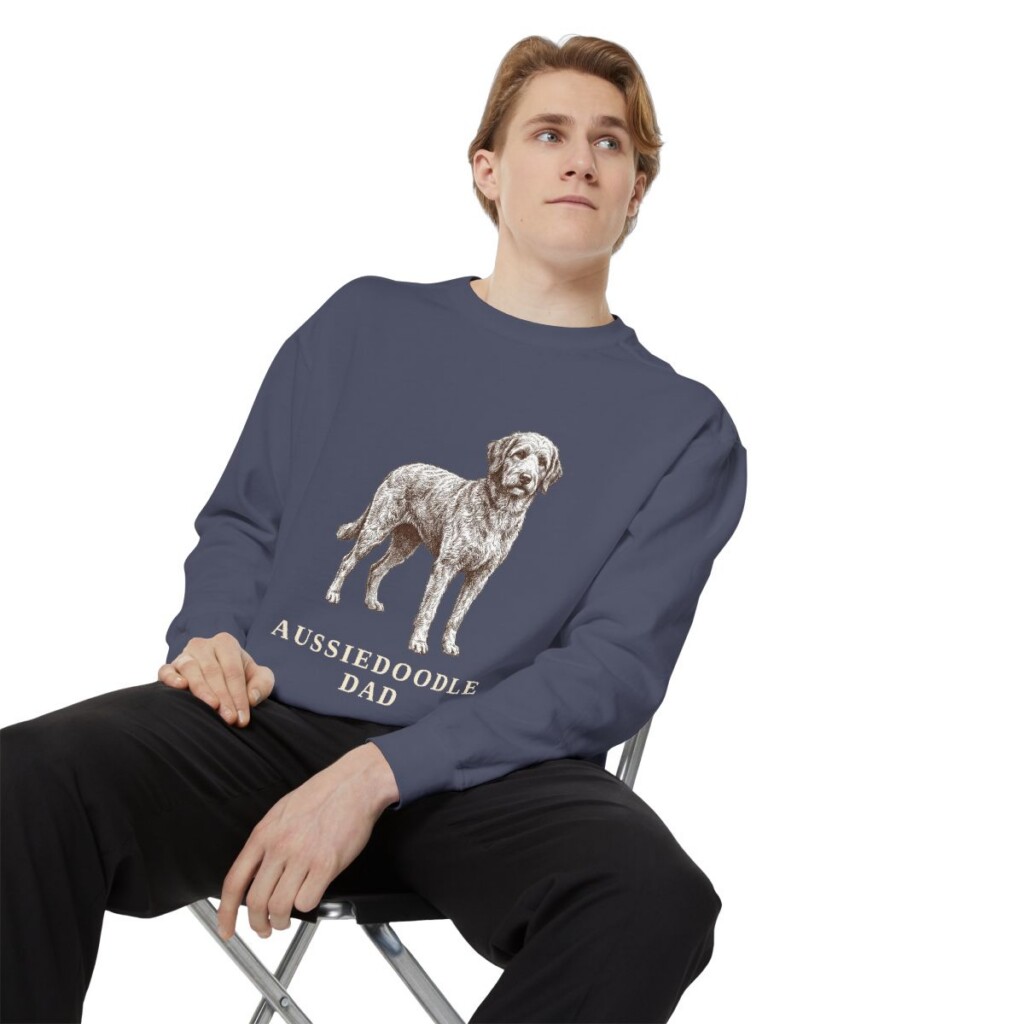 Aussiedoodle Dad Sweatshirt, Denim, person 1 context