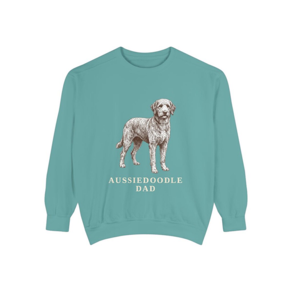Aussiedoodle Dad Sweatshirt, Seafoam, front view
