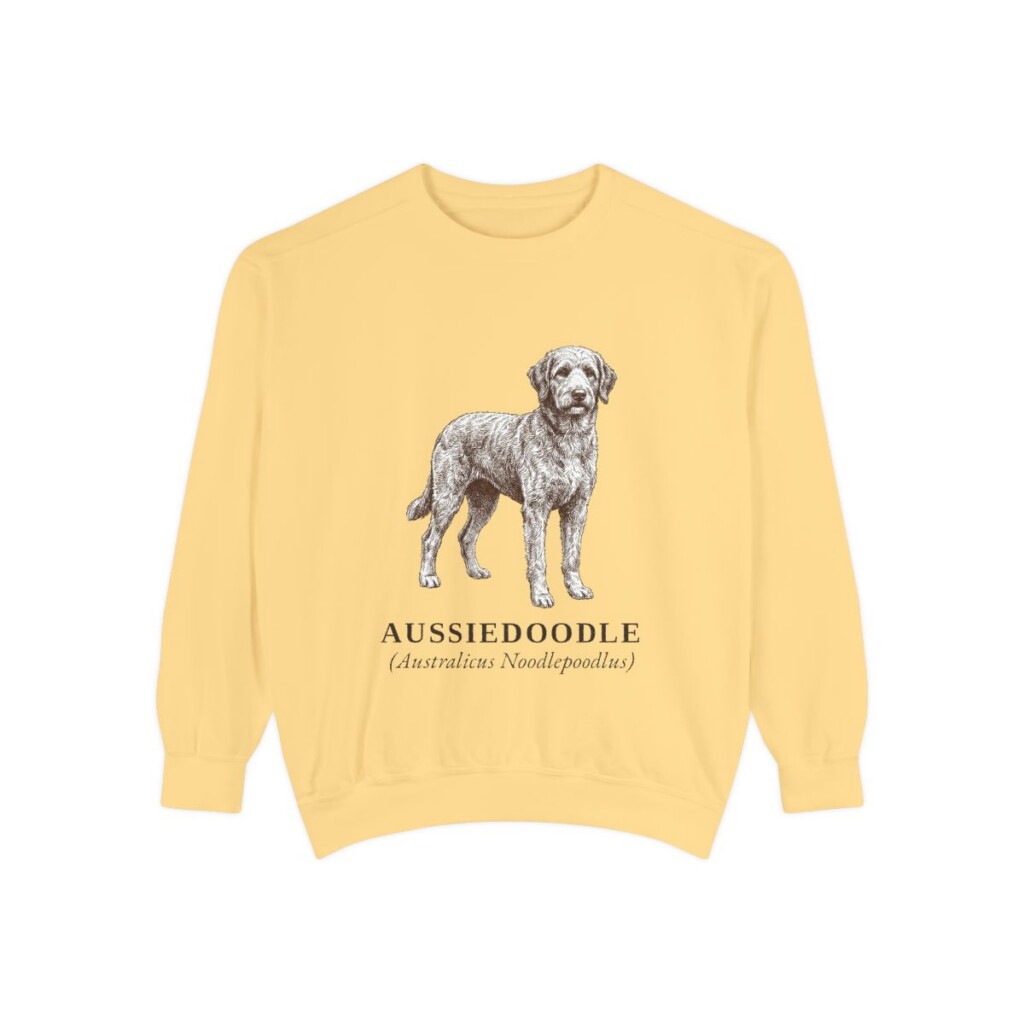 Aussiedoodle Latin Sweatshirt, Butter, front view