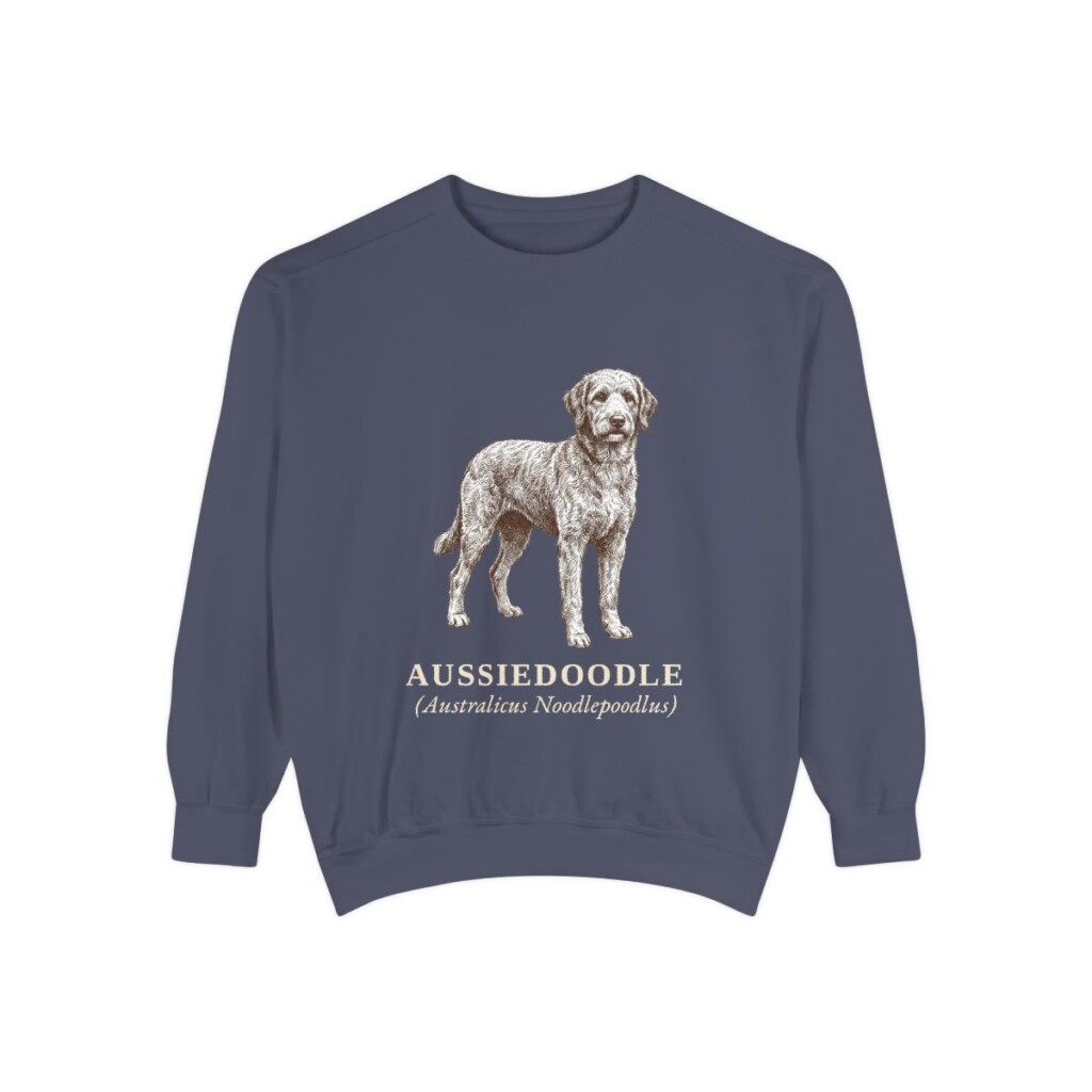Aussiedoodle Latin Sweatshirt, Denim, front view