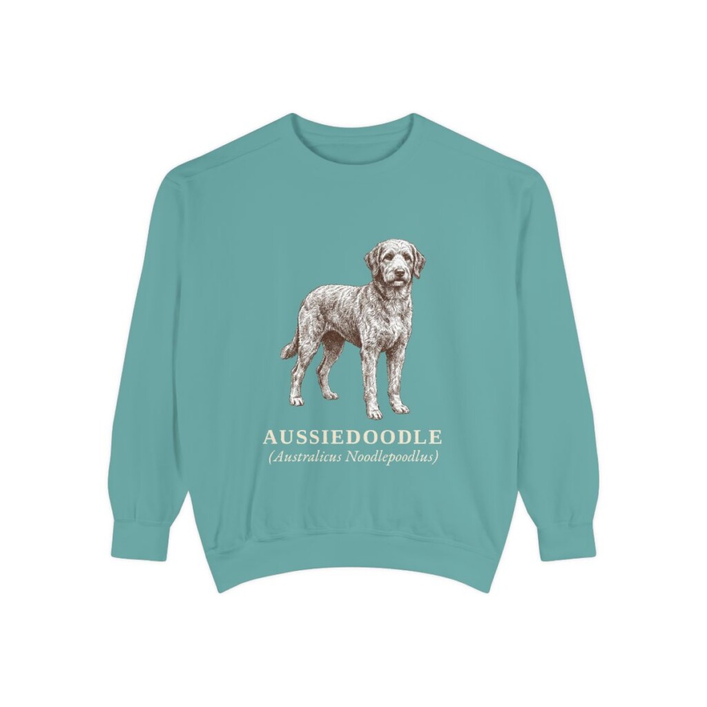 Aussiedoodle Latin Sweatshirt, Seafoam, front view