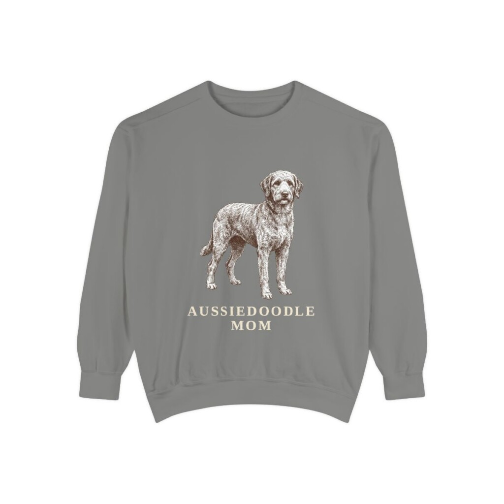 Aussiedoodle Mom Sweatshirt, Grey, front view