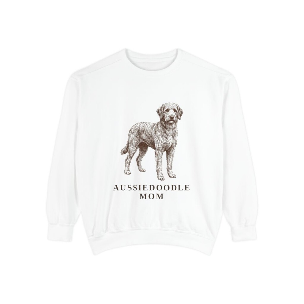 Aussiedoodle Mom Sweatshirt, White, front view