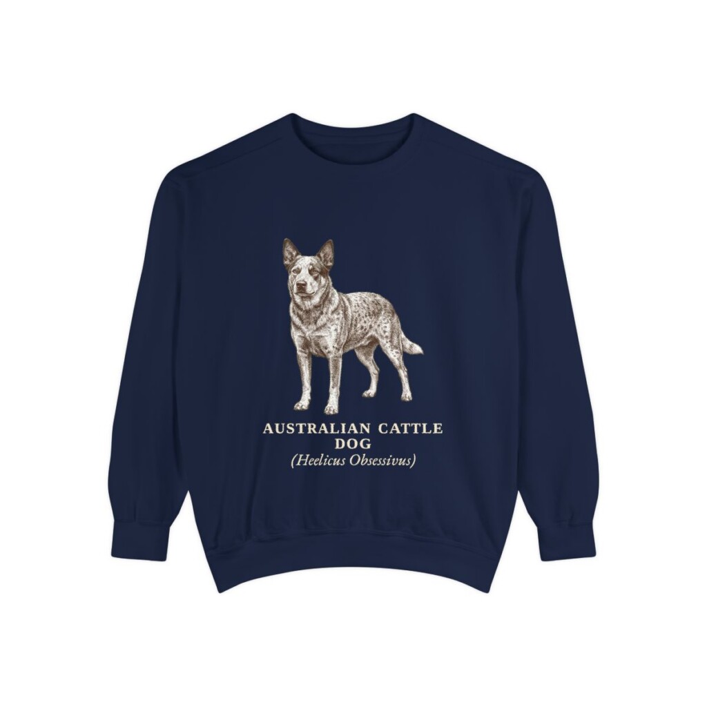 Australian Cattle Dog Latin Sweatshirt, True Navy, front view