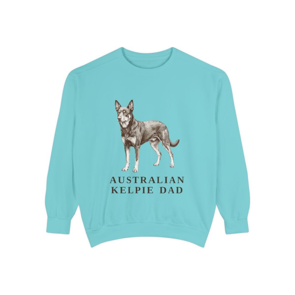 Australian Kelpie Dad Sweatshirt, Chalky Mint, front view