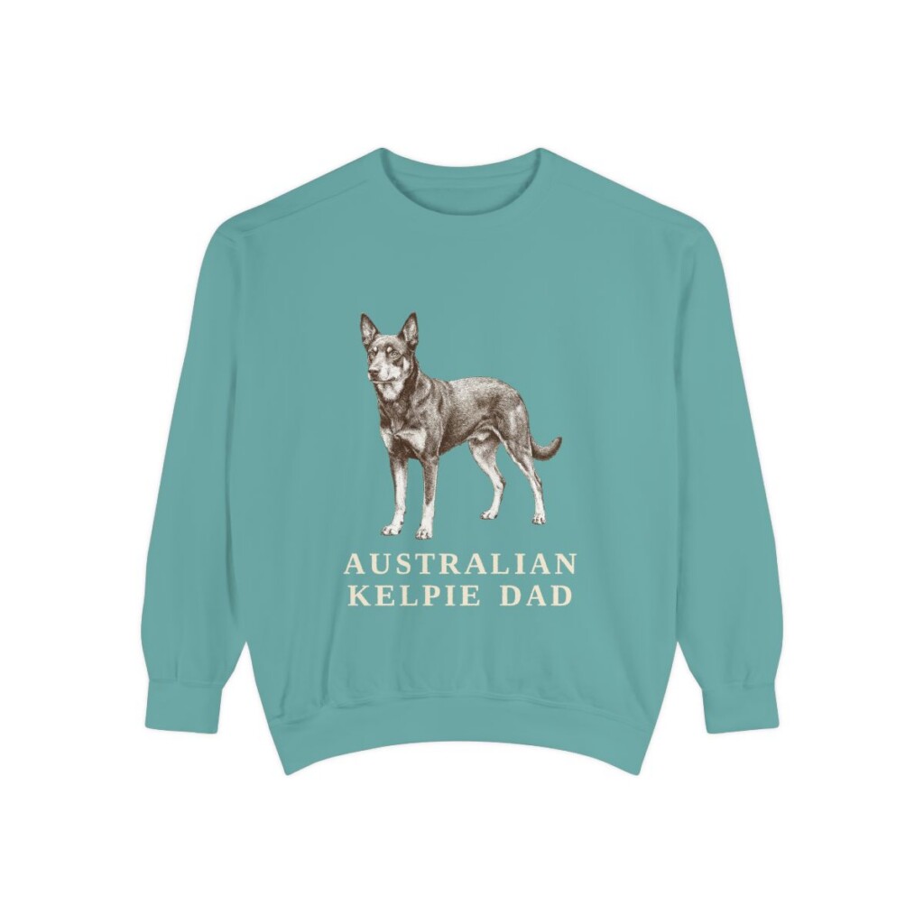 Australian Kelpie Dad Sweatshirt, Seafoam, front view