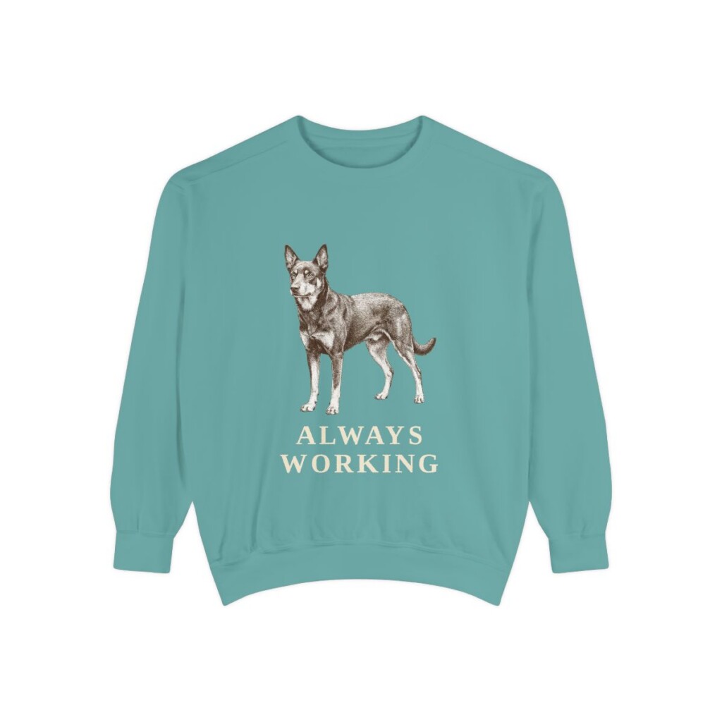Australian Kelpie Humor Sweatshirt, Seafoam, front view