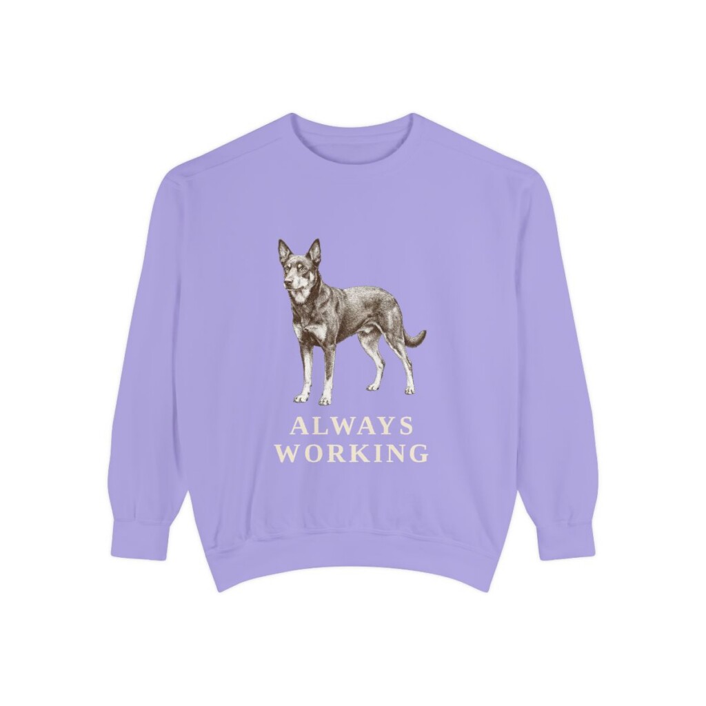 Australian Kelpie Humor Sweatshirt, Violet, front view