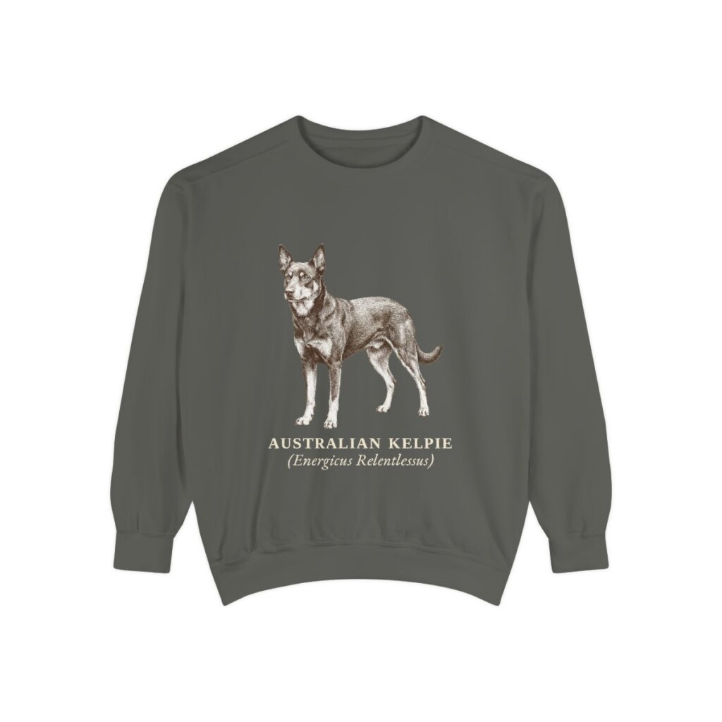 Australian Kelpie Latin Sweatshirt, Pepper, front view