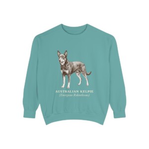 Australian Kelpie Latin Sweatshirt, Seafoam, front view