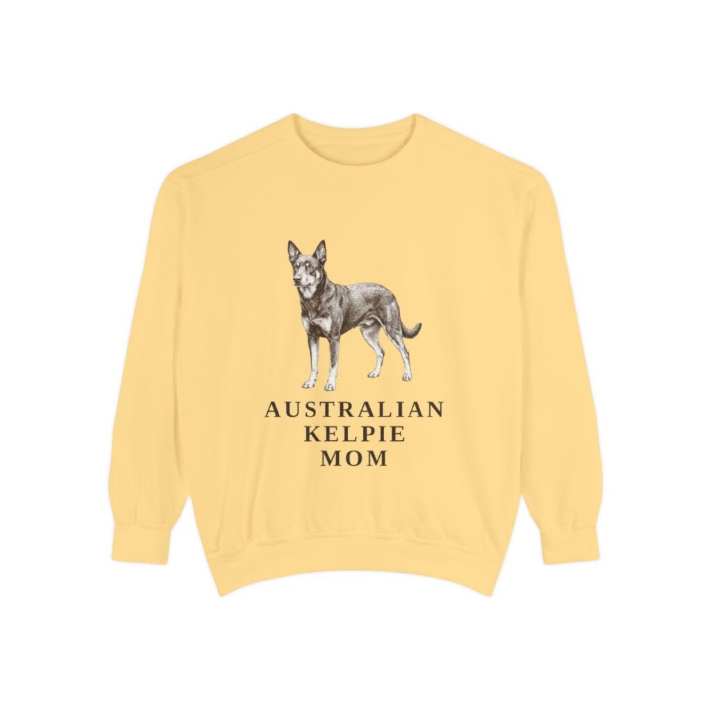 australian-kelpie-sweatshirt-mom-butter Australian Kelpie Mom Sweatshirt, Butter, front view