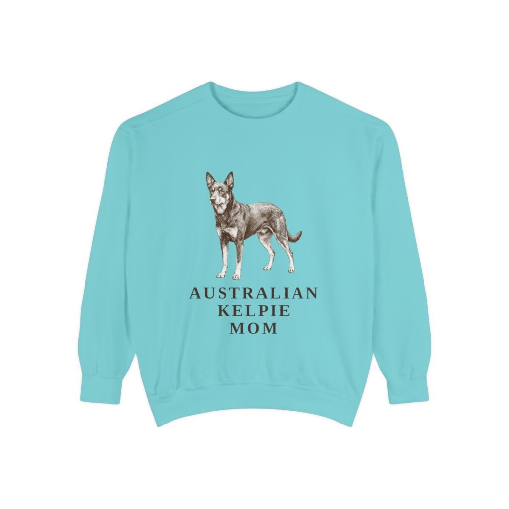 australian-kelpie-sweatshirt-mom-chalky-mint Australian Kelpie Mom Sweatshirt, Chalky Mint, front view