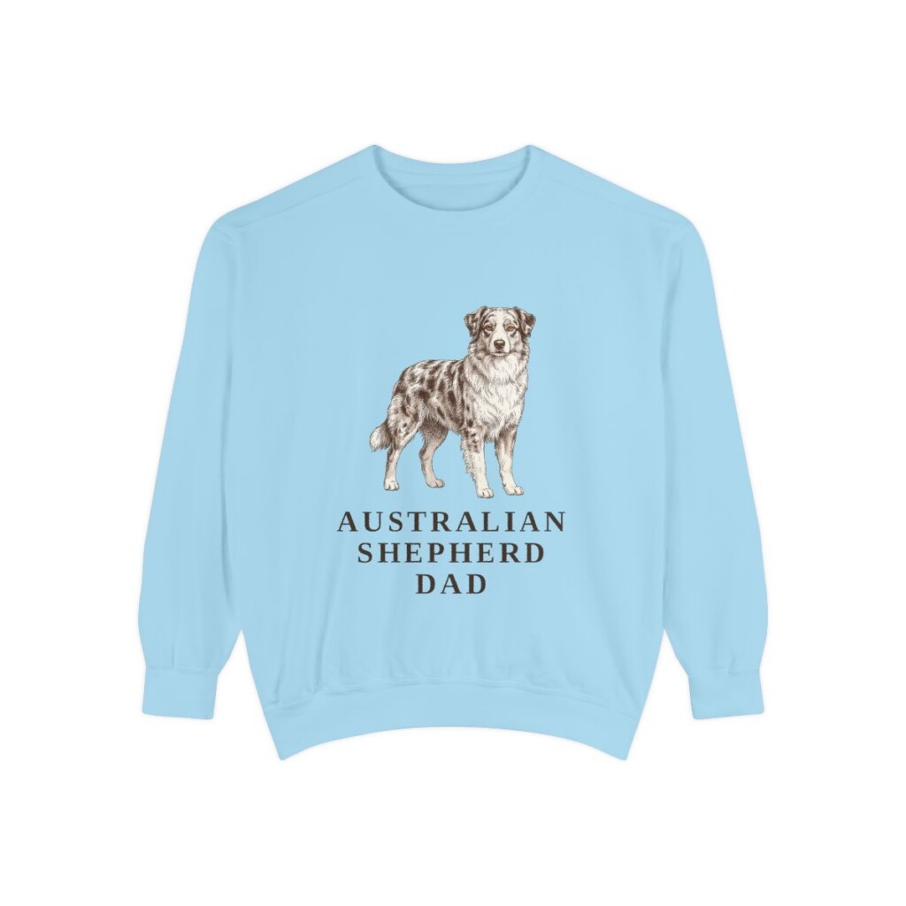 Australian Shepherd Dad Sweatshirt, Chambray, front view