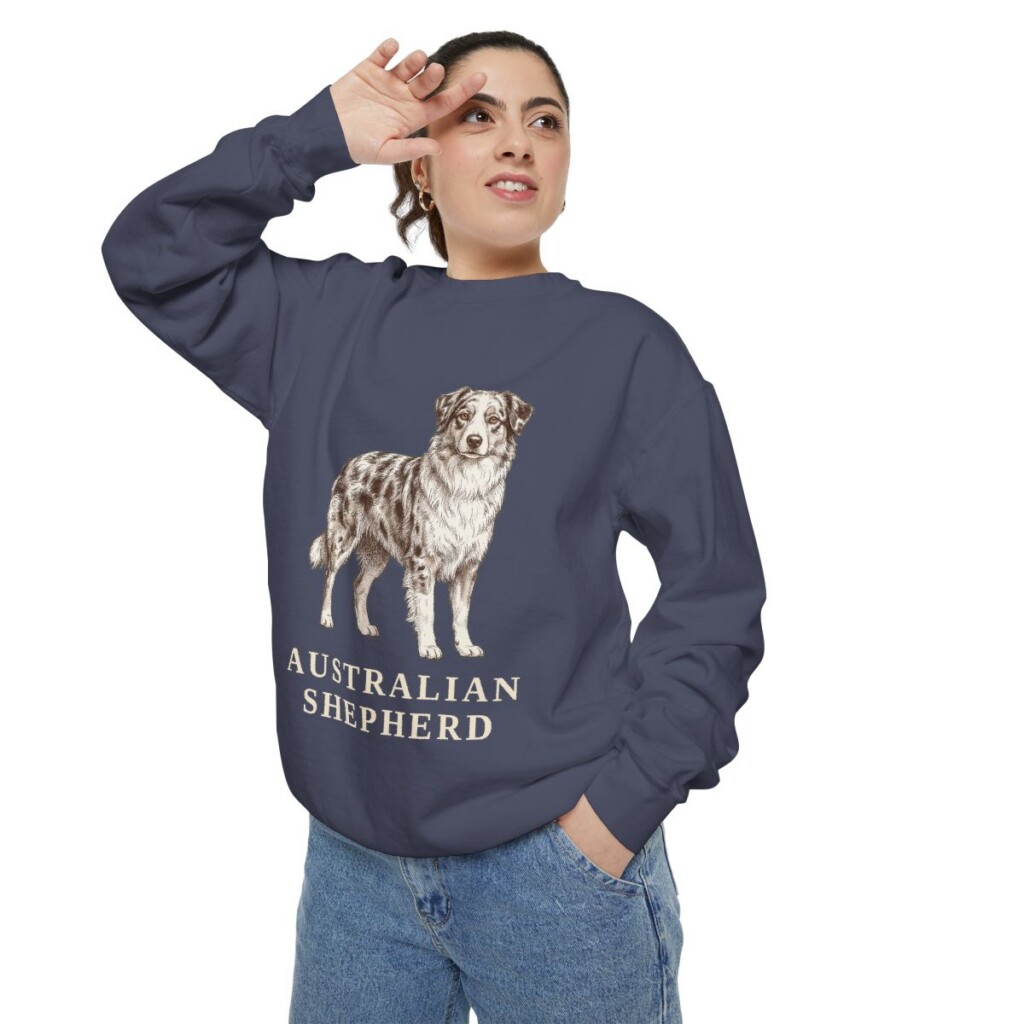 Australian Shepherd Sweatshirt, Denim, person 2 context