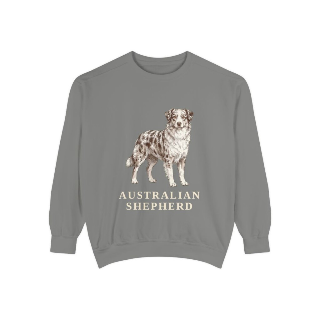 Australian Shepherd Sweatshirt, Grey, front view