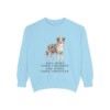 australian-shepherd-sweatshirt-humor-chambray Australian Shepherd Humor Sweatshirt, Chambray, front view