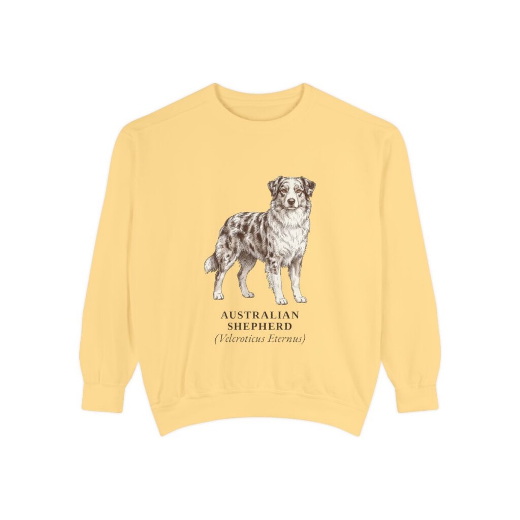 Australian Shepherd Latin Sweatshirt, Butter, front view