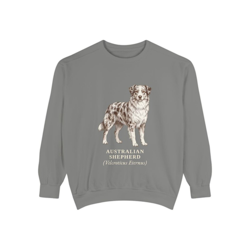 Australian Shepherd Latin Sweatshirt, Grey, front view